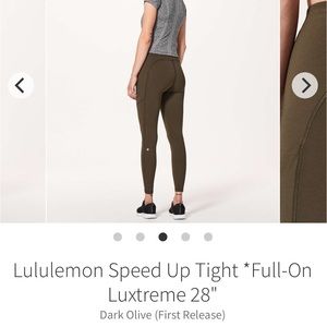 Lululemon Speed Up Tight Leggings in Olive Green Sz 2